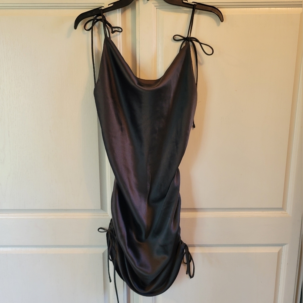 Adika Satin Tie Sides Tie Straps Little Black Dress